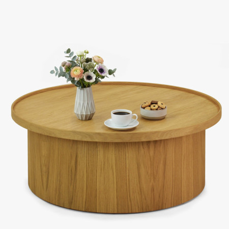 Eiche Couchtisch Eiche natural, Ø 80 cm Zylinderform