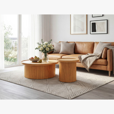 Eiche Couchtisch Eiche natural, Ø 80 cm Zylinderform