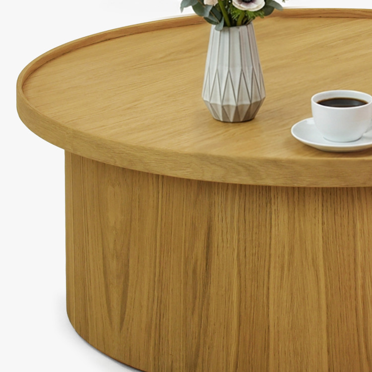 Eiche Couchtisch Eiche natural, Ø 80 cm Zylinderform