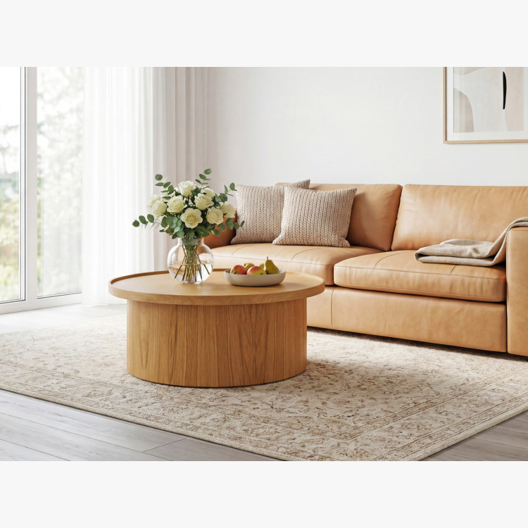 Eiche Couchtisch Eiche natural, Ø 80 cm Zylinderform