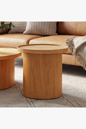 Runder Couchtisch Eiche natural Ø 45 cm Zylinderform