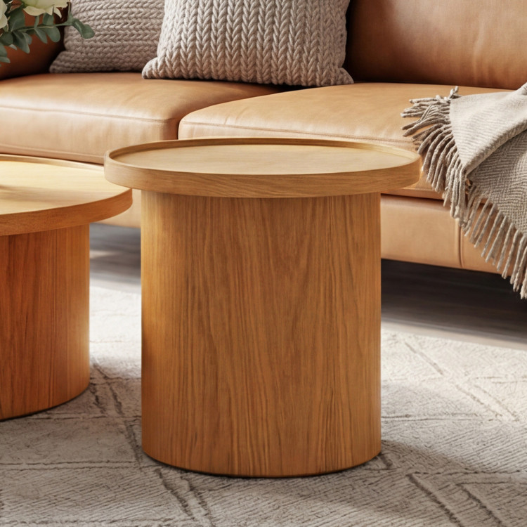 Eichen-Couchtisch Eiche natural, Ø 45 cm Form Zylinder