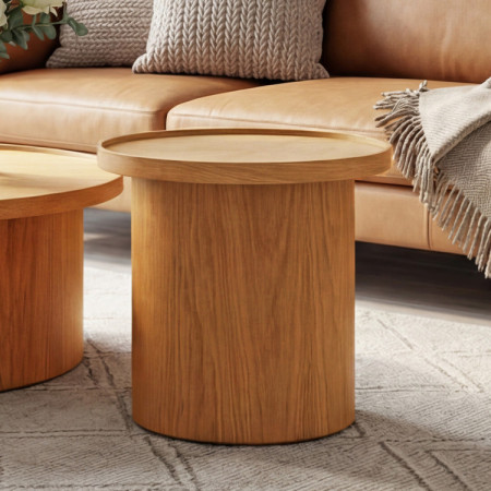 Eichen-Couchtisch Eiche natural, Ø 45 cm Form Zylinder