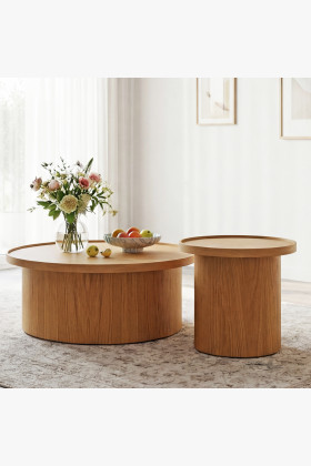 Eichen-Couchtisch Eiche natural, Ø 45 cm Form Zylinder 2