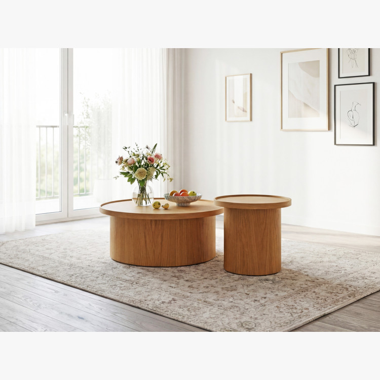 Eichen-Couchtisch Eiche natural, Ø 45 cm Form Zylinder