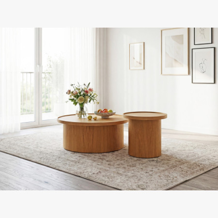 Eichen-Couchtisch Eiche natural, Ø 45 cm Form Zylinder