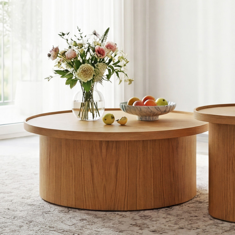 Eichen-Couchtisch Eiche natural, Ø 45 cm Form Zylinder