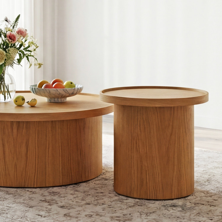 Eichen-Couchtisch Eiche natural, Ø 45 cm Form Zylinder