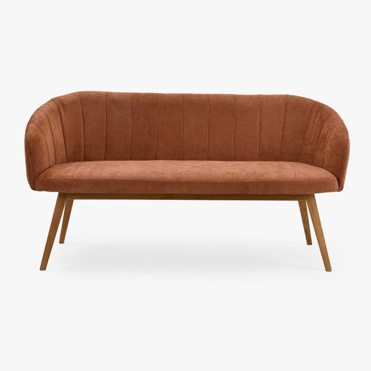 Gepolsterte Bank Elba mit Eichenbeinen in Ziegelrot