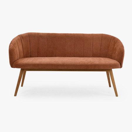 Gepolsterte Bank Elba mit Eichenbeinen in Ziegelrot