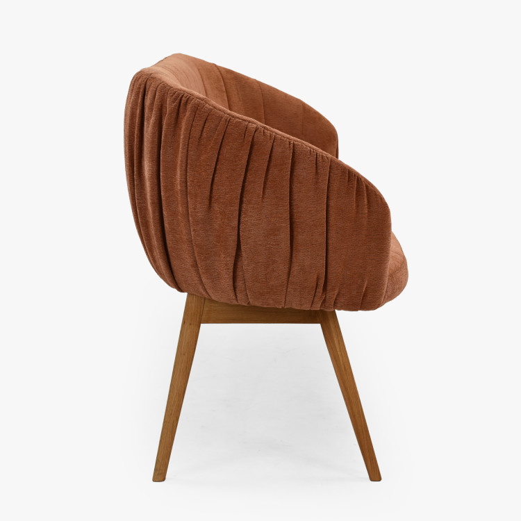 Gepolsterte Bank Elba mit Eichenbeinen in Ziegelrot