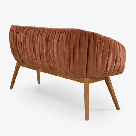 Gepolsterte Bank Elba mit Eichenbeinen in Ziegelrot