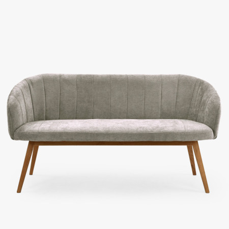 Gepolsterte Bank Elba mit Eichenbeinen in Grau