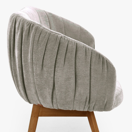 Gepolsterte Bank Elba mit Eichenbeinen in Grau