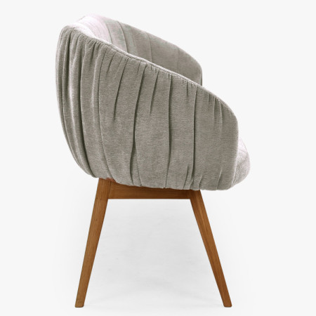 Gepolsterte Bank Elba mit Eichenbeinen in Grau