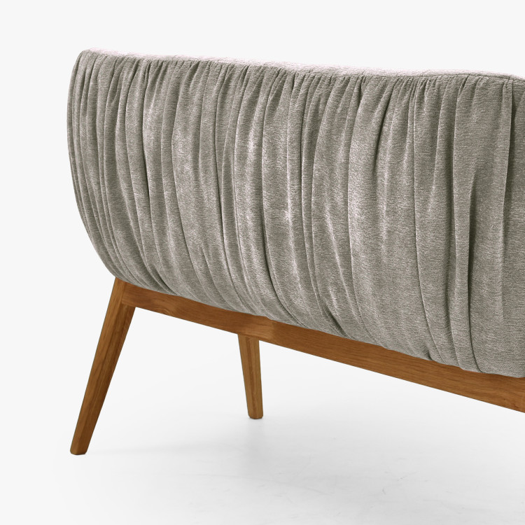 Gepolsterte Bank Elba mit Eichenbeinen in Grau