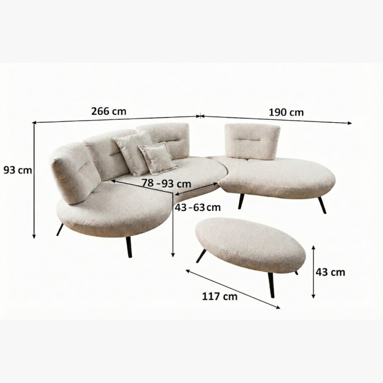 Sedergarnitur CURVE modernes Design – rechte Ecke