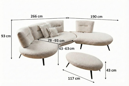 Sedergarnitur CURVE modernes Design – rechte Ecke