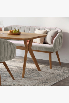 Dubová Essgruppe aus Massivholz – ovaler Tisch countryside 180cm, Bank und Sessel Elba 2