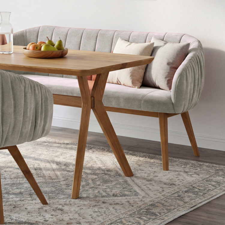 Dubová Essgruppe aus Massivholz – ovaler Tisch countryside 180cm, Bank und Sessel Elba