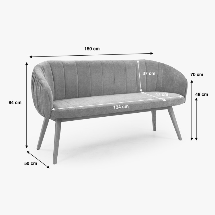 Dubová Essgruppe aus Massivholz – ovaler Tisch countryside 180cm, Bank und Sessel Elba