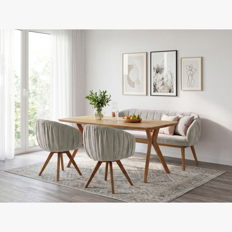 Dubová Essgruppe aus Massivholz – ovaler Tisch countryside 180cm, Bank und Sessel Elba