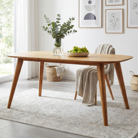 Ovaler Esstisch aus massiver Eiche, Otawa 180 x 90 cm