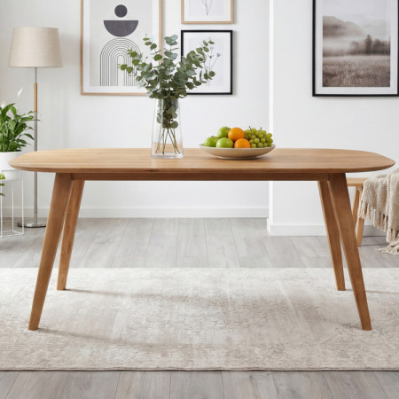 Ovaler Esstisch aus massiver Eiche, Otawa 180 x 90 cm