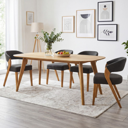 Ovaler Esstisch aus massiver Eiche, Otawa 180 x 90 cm