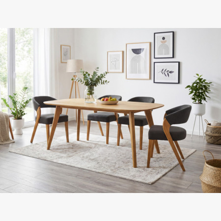 Ovaler Esstisch aus massiver Eiche, Otawa 180 x 90 cm