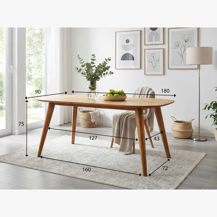 Ovaler Esstisch aus massiver Eiche, Otawa 180 x 90 cm