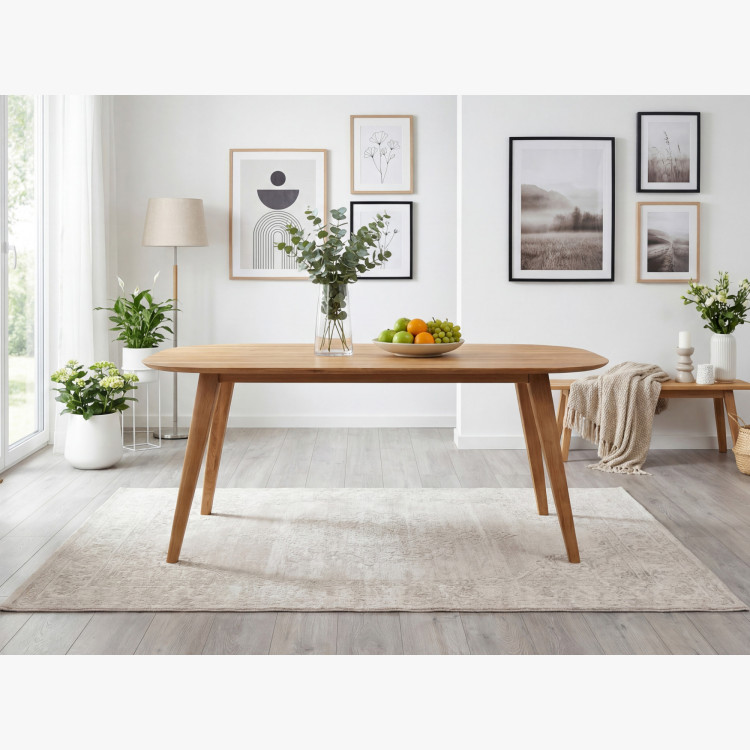 Ovaler Esstisch aus massiver Eiche, Otawa 180 x 90 cm