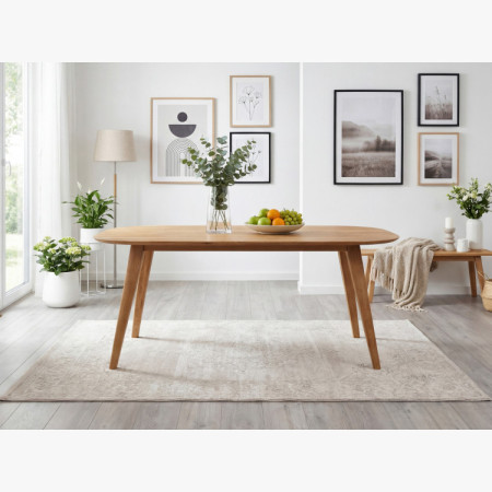 Ovaler Esstisch aus massiver Eiche, Otawa 180 x 90 cm