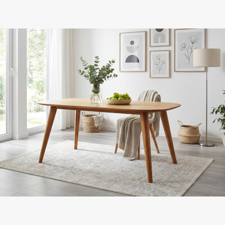 Ovaler Esstisch aus massiver Eiche, Otawa 180 x 90 cm