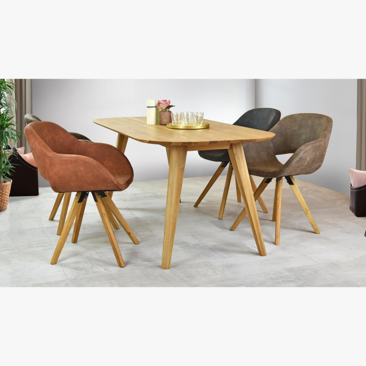 Ovaler Esstisch aus massivem Eichenholz, Otawa 200 x 100 cm