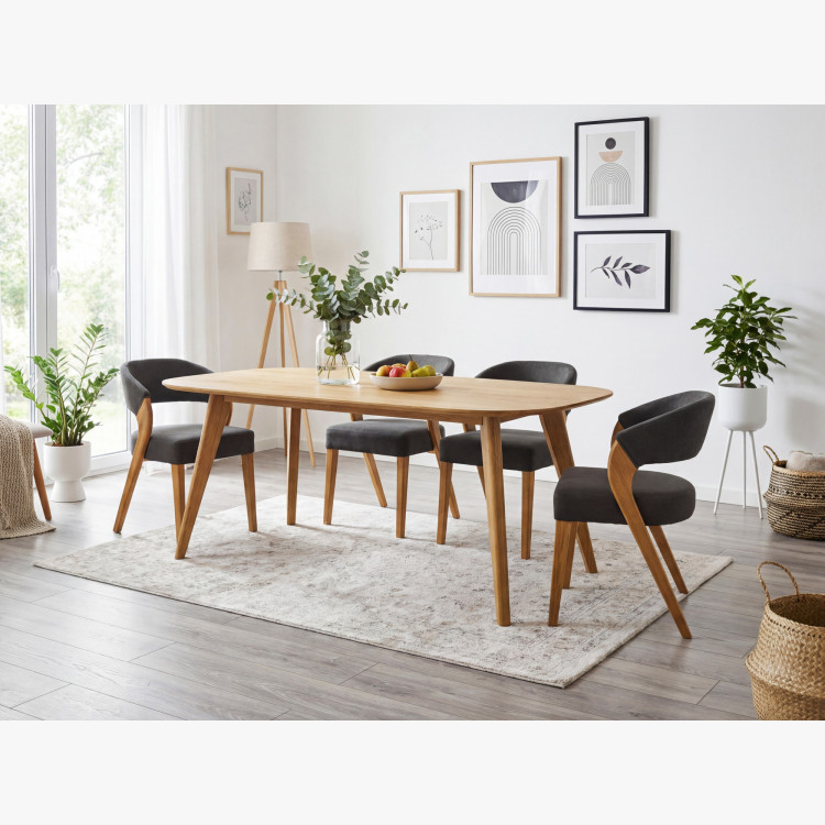 Ovaler Esstisch aus massivem Eichenholz, Otawa 200 x 100 cm