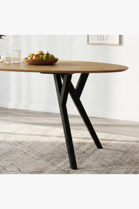 Dubový oválný stůl, černé nohy mak 180 x 90 cm 2