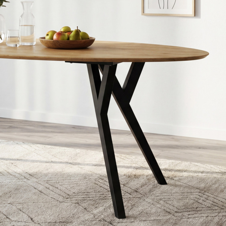 Dubový oválný stůl, černé nohy mak 180 x 90 cm