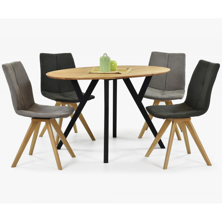 Dubový oválný stůl, černé nohy mak 180 x 90 cm