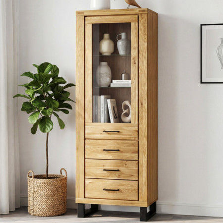 Jedertürige Vitrine auf Füßen aus Eiche, Martina