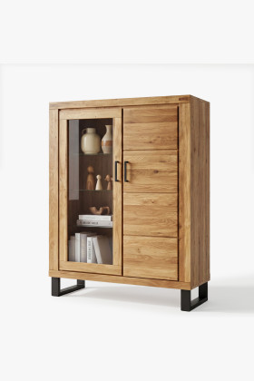 Vitrine mit Glas auf Metallbeinen Eiche, Martina 2