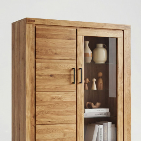 Vitrine mit Glas auf Metallbeinen Eiche, Martina