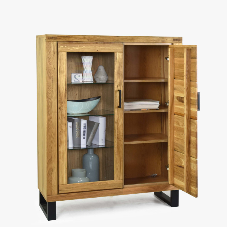 Vitrine mit Glas auf Metallbeinen Eiche, Martina