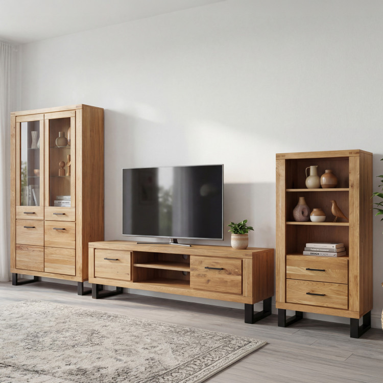 Tv-Kommode Eiche lang 168 cm, auf Metallbeinen, Martina