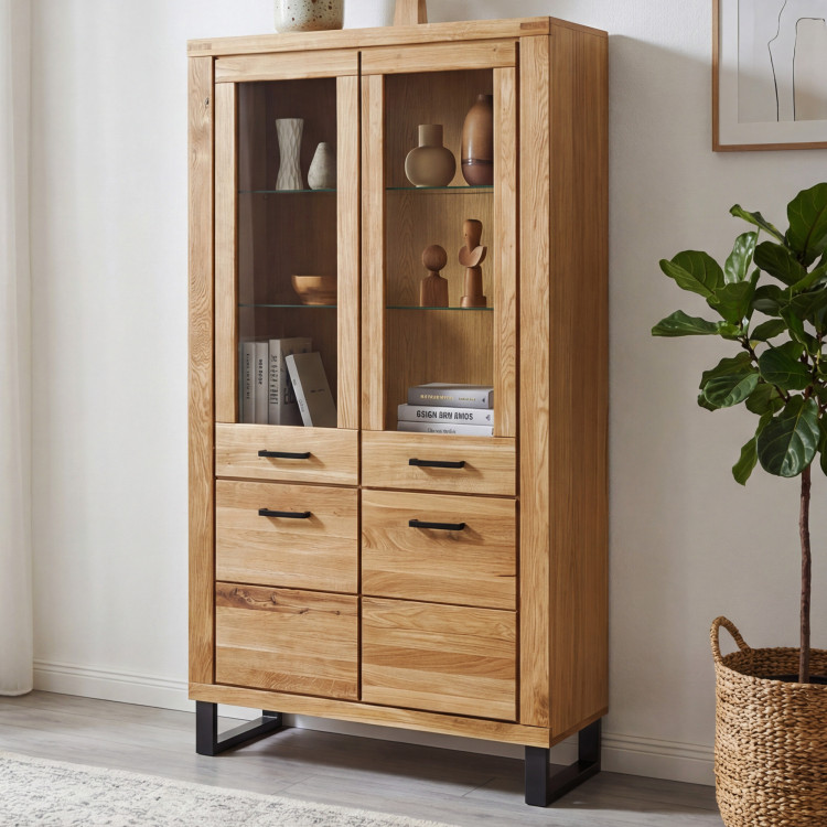 Doppeltürige Vitrine auf Füßen Eiche, Martina