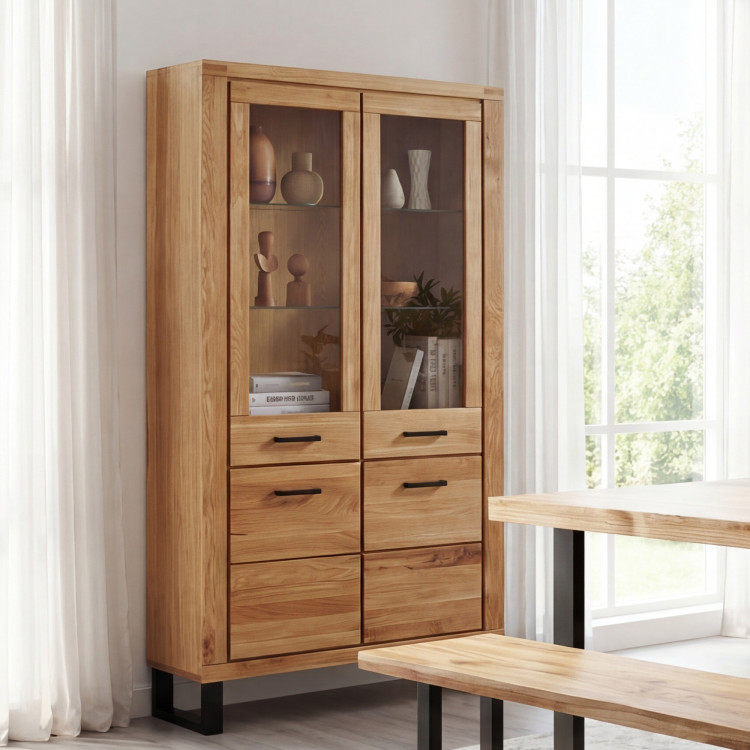 Doppeltürige Vitrine auf Füßen Eiche, Martina