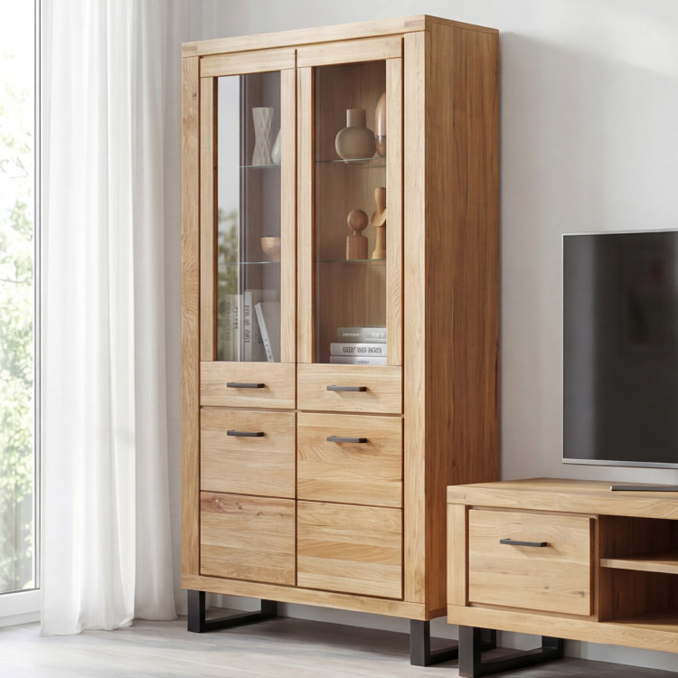 Doppeltürige Vitrine auf Füßen Eiche, Martina