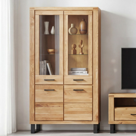 Doppeltürige Vitrine auf Füßen Eiche, Martina