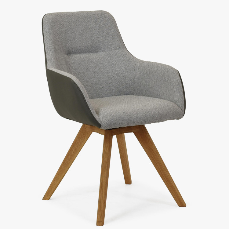 Drehbarer Sessel mit Holzbeinen, grau