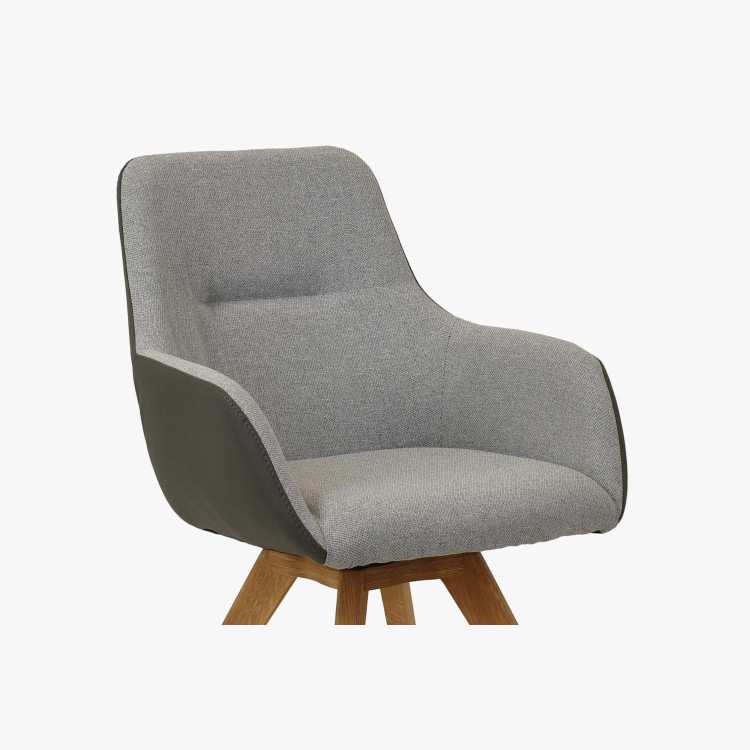Drehbarer Sessel mit Holzbeinen, grau